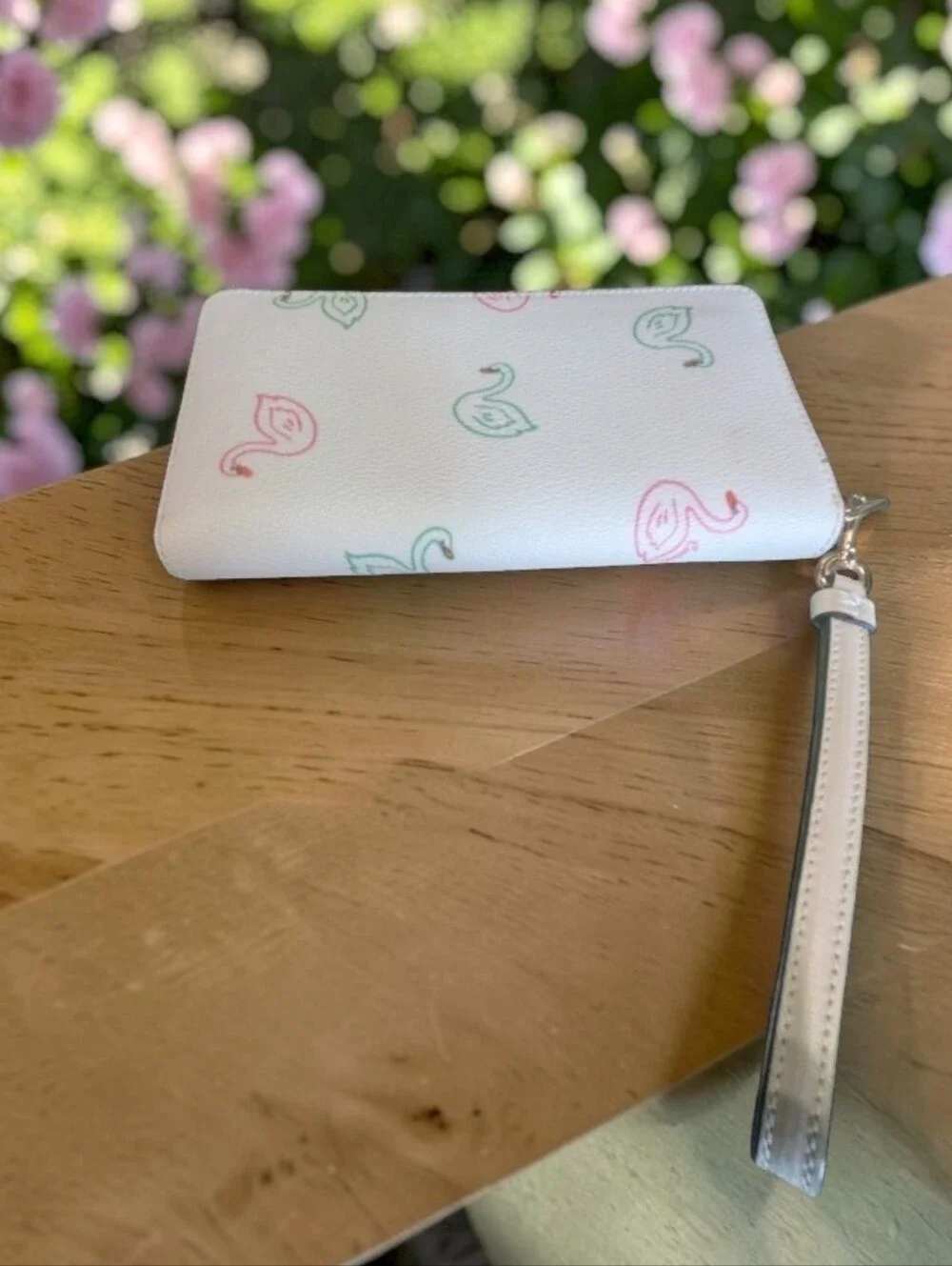 NWT COACH White Floral Zip Wristlet with Pastel Accents